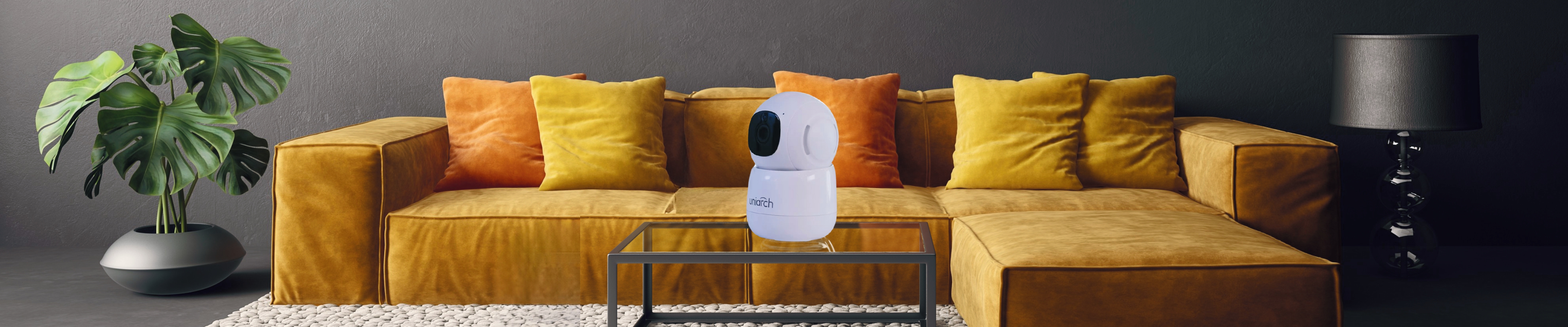 Modern technology workspace with security solutions