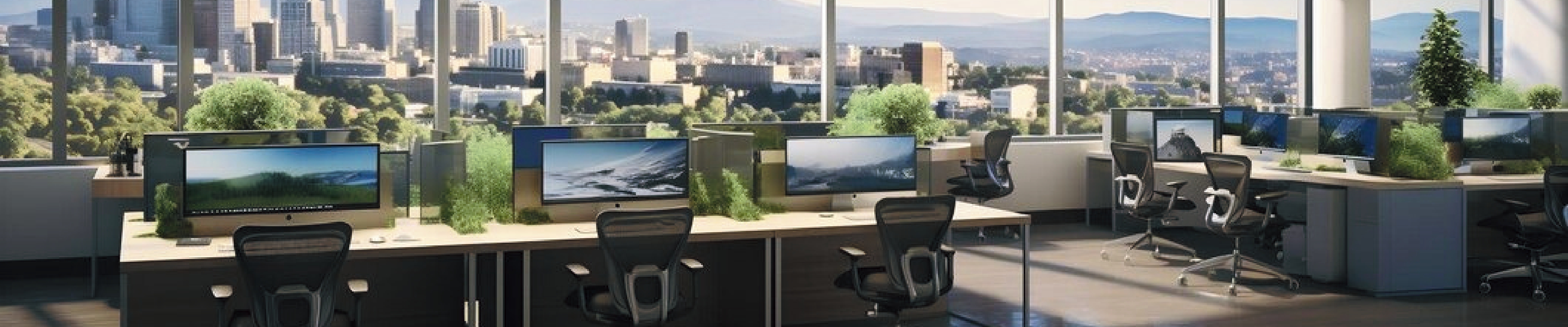 Modern office space with people working